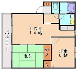 フローラル松崎A 2LDKの間取図画像