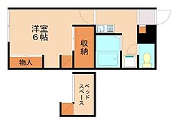 レオパレスオークタウン3 1Kの間取図画像