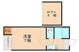グリーンローズ 1Kの間取図画像