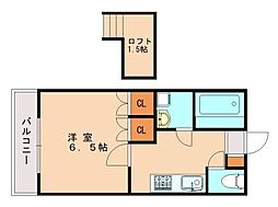 ダム・ド・香椎弐番館 1Kの間取図画像
