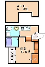 PRIME唐原 1Kの間取図画像