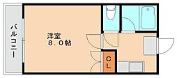 ピュア香椎 1Kの間取図画像
