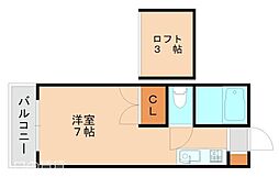 サバーブ香椎 ワンルームの間取図画像