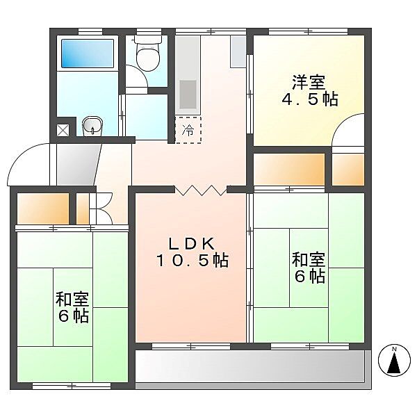 長津田団地5号棟 32｜神奈川県横浜市緑区長津田１丁目(賃貸マンション3LDK・3階・53.12㎡)の写真 その2