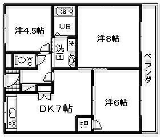 大阪府岸和田市小松里町(賃貸マンション3DK・2階・56.00㎡)の写真 その2