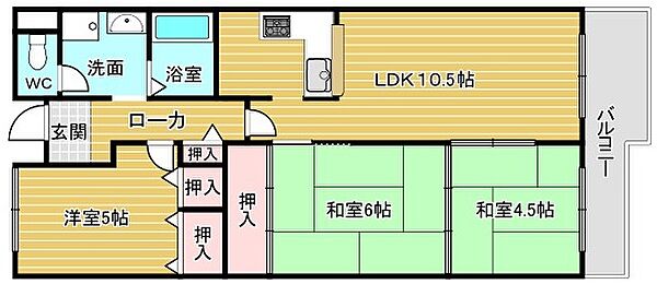 大阪府岸和田市下野町2丁目(賃貸マンション3LDK・9階・62.82㎡)の写真 その2