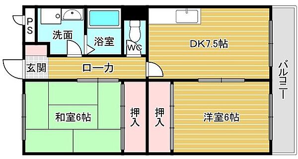 大阪府岸和田市上松町(賃貸マンション2DK・1階・48.50㎡)の写真 その2