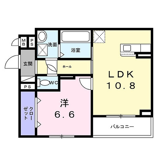 大阪府泉佐野市中町2丁目(賃貸アパート1LDK・2階・44.42㎡)の写真 その2