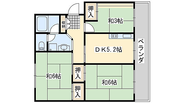 佐野湊団地2号棟 ｜大阪府泉佐野市湊2丁目(賃貸マンション3DK・5階・51.18㎡)の写真 その2