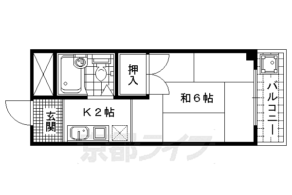 京都府京都市右京区太秦堀ケ内町(賃貸マンション1K・2階・17.42㎡)の写真 その2