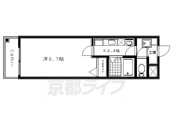 ビレイユ眞英七条本町 105｜京都府京都市東山区本町新6丁目(賃貸マンション1K・1階・25.50㎡)の写真 その2