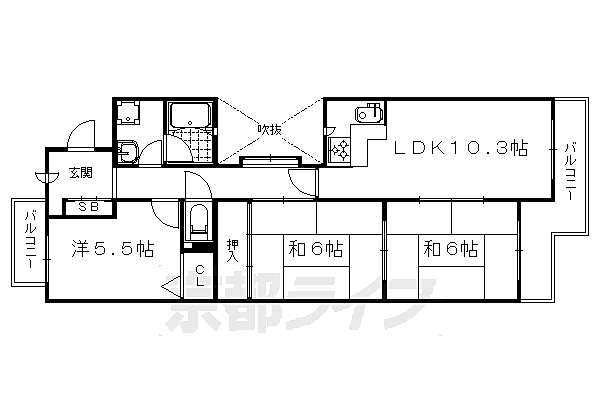 京都府京都市右京区太秦森ケ前町(賃貸マンション3LDK・2階・68.12㎡)の写真 その2