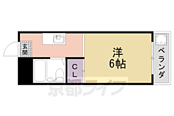 京都地下鉄東西線 太秦天神川駅 徒歩10分の賃貸マンション 4階1Kの間取り