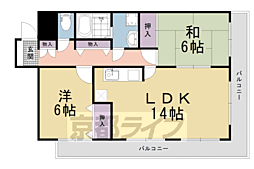 京都地下鉄東西線 太秦天神川駅 徒歩20分の賃貸マンション 6階2LDKの間取り