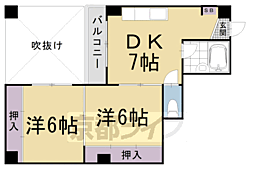 クローカス三条 2DKの間取図画像