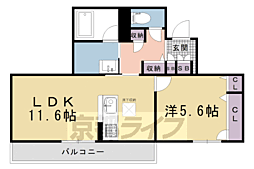 京福電気鉄道北野線 北野白梅町駅 徒歩14分の賃貸アパート 1階1LDKの間取り