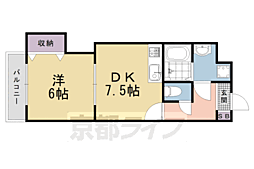 阪急京都本線 西院駅 徒歩12分の賃貸マンション 3階1DKの間取り