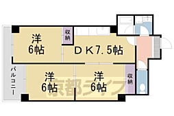 京都市営烏丸線 今出川駅 徒歩7分の賃貸マンション 5階3LDKの間取り