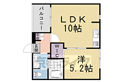 JR山陰本線 太秦駅 徒歩6分の賃貸アパート 2階1LDKの間取り