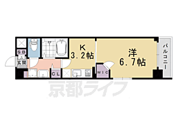 エステムプラザ京都烏丸五条 1Kの間取図画像