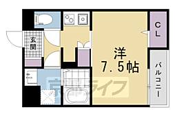 ビエノス京都紫竹 1Kの間取図画像
