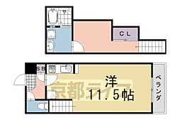 パラディース竹宇 1Kの間取図画像