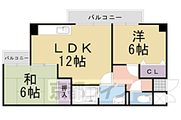 パレス金ケ原 2LDKの間取図画像