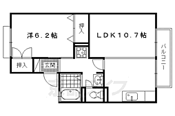 セジュール北山 1LDKの間取図画像