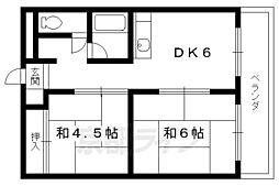 北ノ口安田マンション 2DKの間取図画像