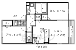 メゾン・ド・フルール 2LDKの間取図画像