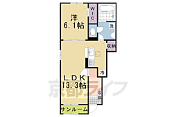 メゾンソラーレI 1LDKの間取図画像
