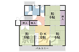 京都府住宅供給公社円明寺ケ丘団地B棟 3DKの間取図画像