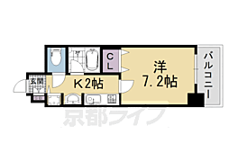 ベラジオ五条烏丸 1Kの間取図画像