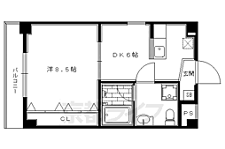 押小路・フラット 1DKの間取図画像