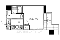エステムコート京都駅前KOTO 1Kの間取図画像