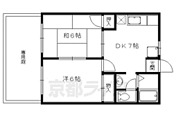 鞍馬口ハウス 2DKの間取図画像
