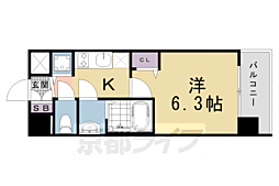 プレサンス京都鴨川 1Kの間取図画像