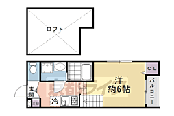 京都市伏見区納所薬師堂アパート ワンルームの間取図画像