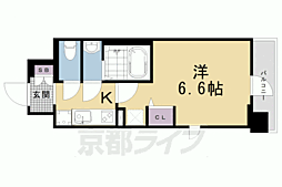 プラシード京都 1Kの間取図画像