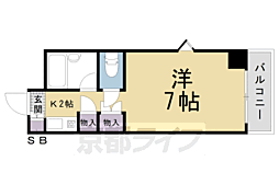 ノアズアーク京都朱雀 1Kの間取図画像