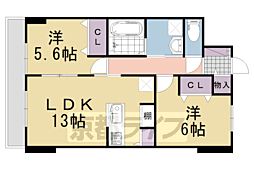 グランレブリー桂川グレイスレジデンス 2LDKの間取図画像