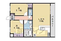 Clair桂 2LDKの間取図画像