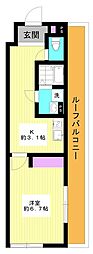 第一アパート 1Kの間取図画像