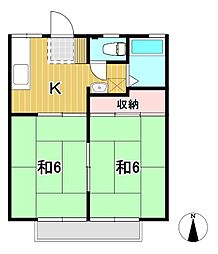 広洋ハイツ 2階2Kの間取り