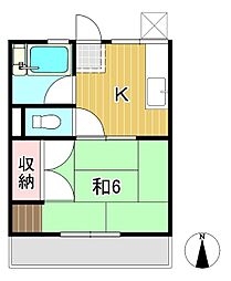 シティハイム・アイコー 2階1Kの間取り