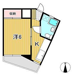 パークシティ会瀬 2階1Kの間取り