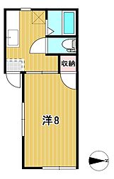 コーポクボタ 1階1Kの間取り