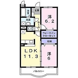 レシデンシア・ノーブレ 3階2LDKの間取り