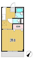 シティーコート1 1階1Kの間取り