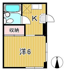 クレール池の川 4階1Kの間取り